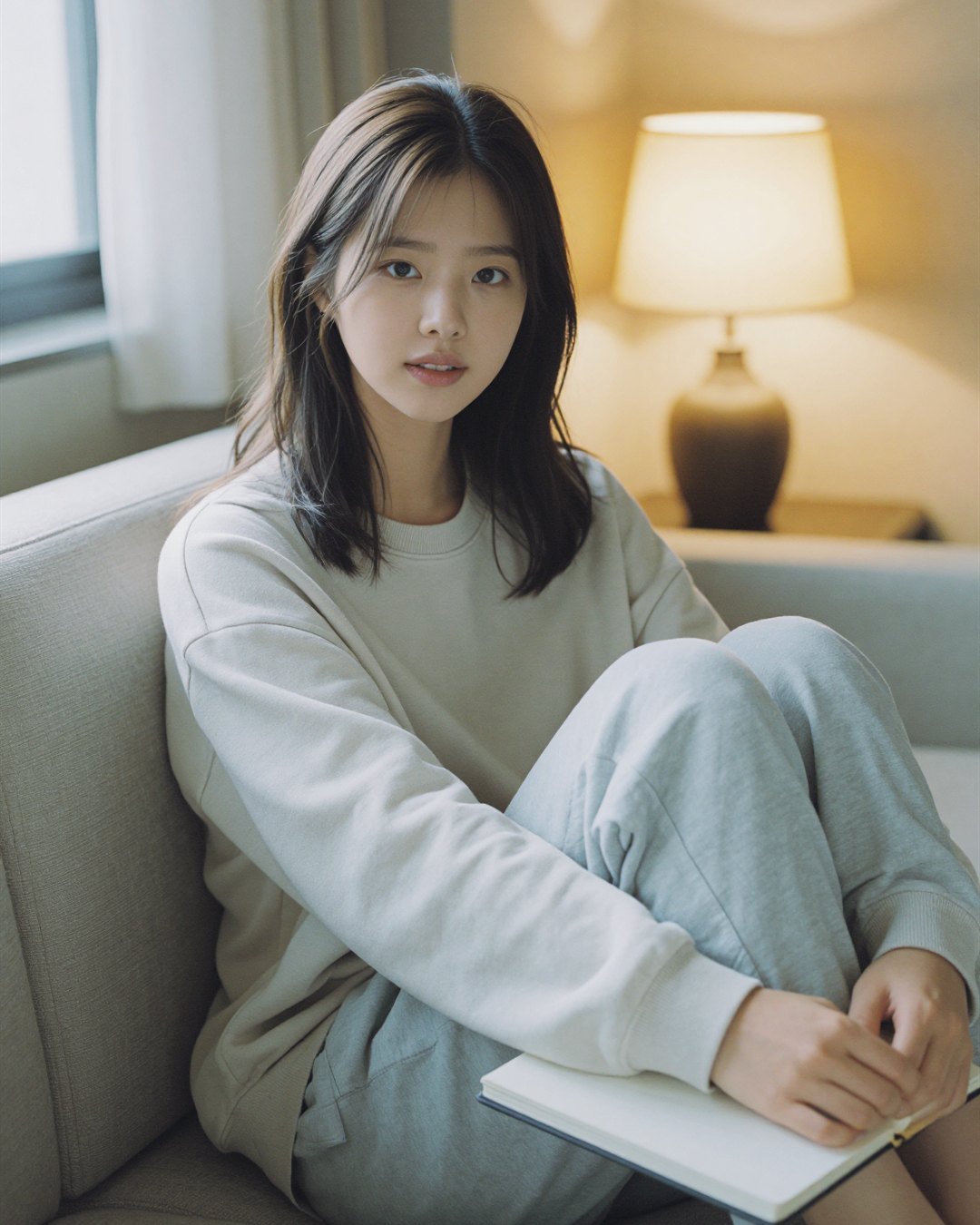 SEOA seated on a sofa with a notebook