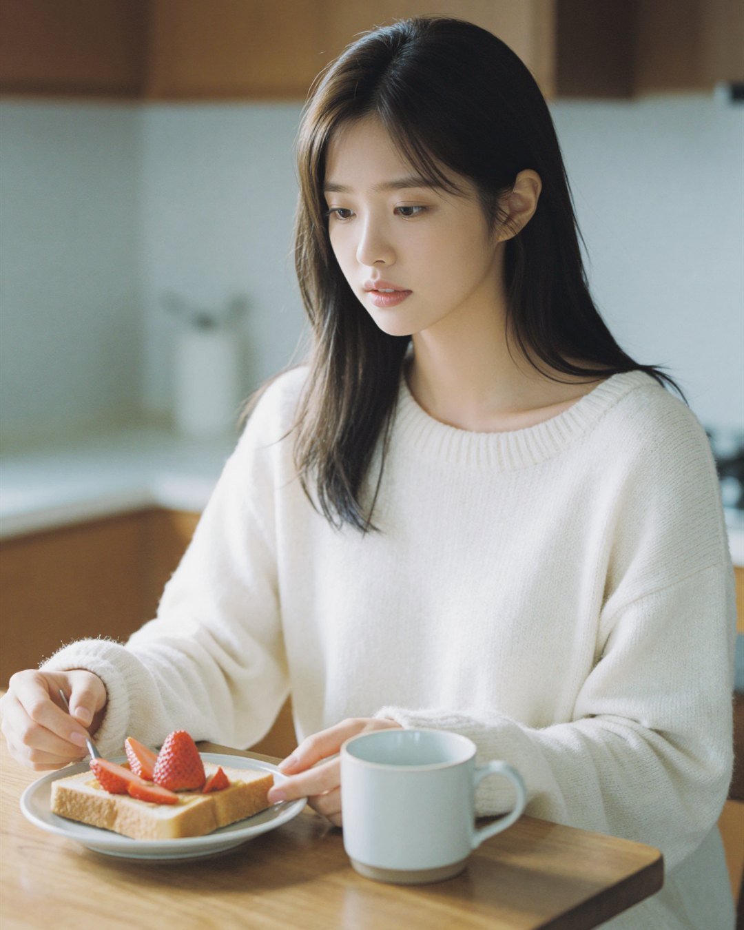SEOA with toast, fruit and a cup